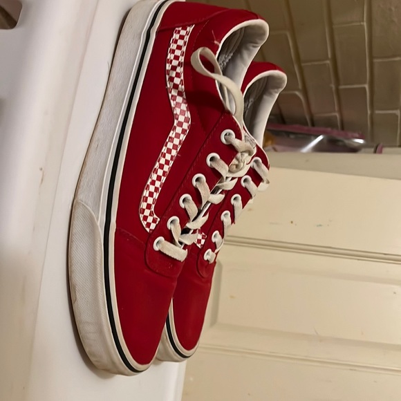 Vans Shoes - red checker stripe vans